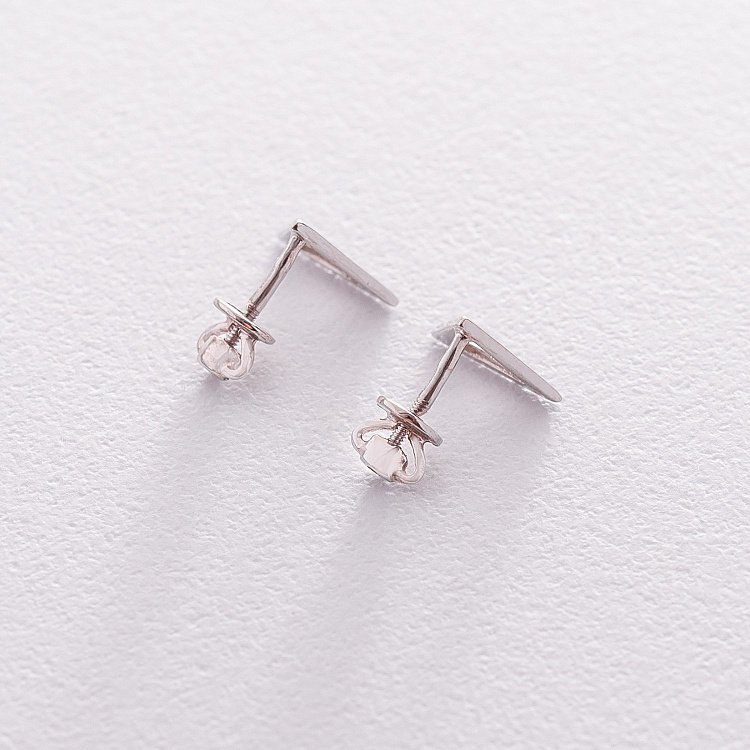 Золотые серьги-пусеты "Треугольники" с06413 от ювелирного магазина Оникс - 3