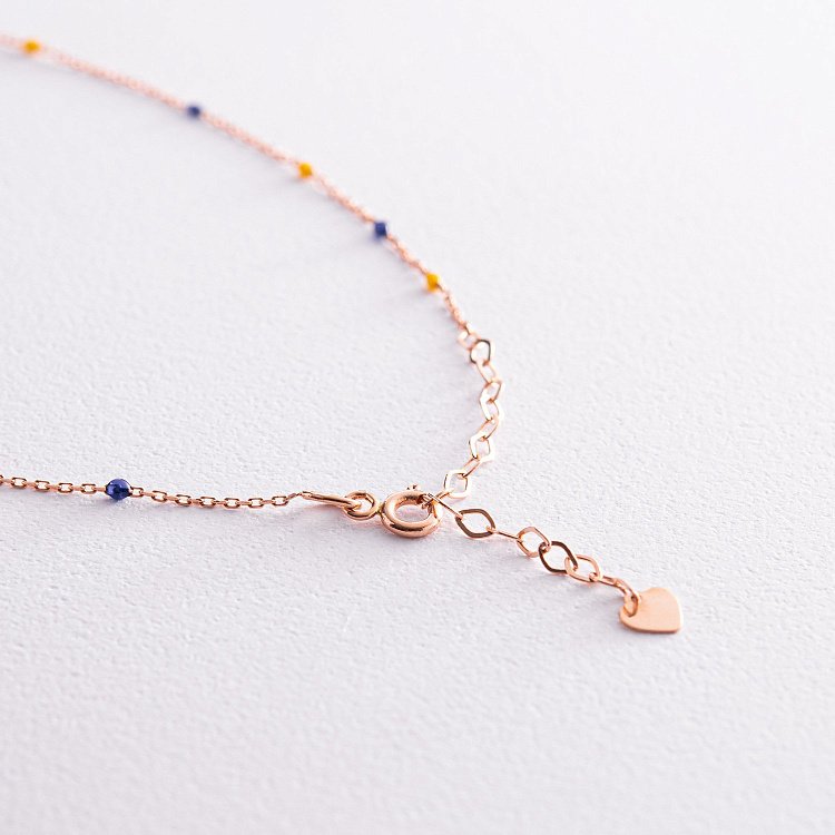 Кольє в червоному золоті (синя та жовта емаль) кол02242 від ювелірного магазину Онікс - 7