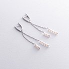 Срібні сережки з перлами і фіанітами 2336/1р-PWT от ювелирного магазина Оникс - 1