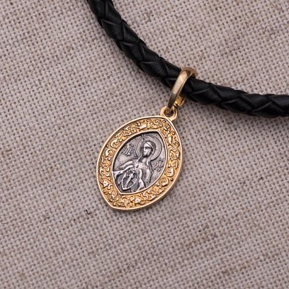 Срібна ладанка з чорнінням і позолотою 131808 №6