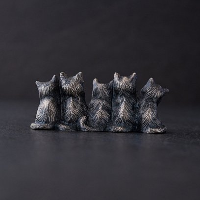 Срібна фігура ручної роботи "Кошенята" 23114 №2