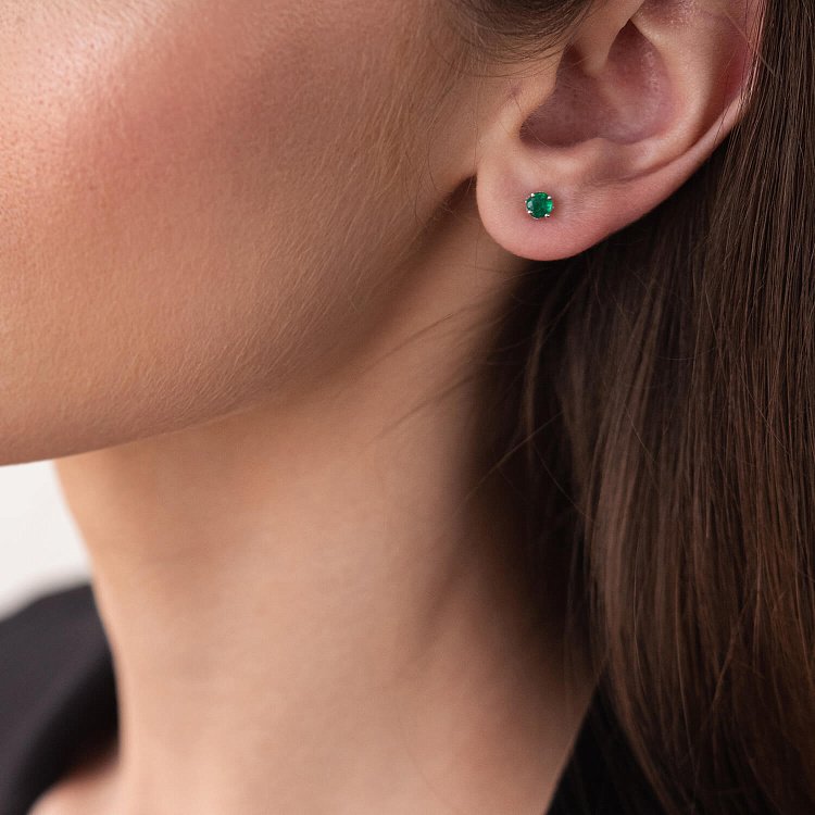 Серьги - пусеты с ониксом в белом золоте с06816 от ювелирного магазина Оникс - 5