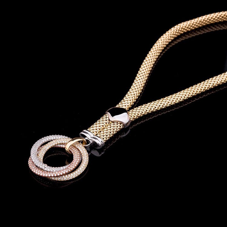 Эксклюзивное золотое колье с фианитами(45 см) кол00565 от ювелирного магазина Оникс - 1