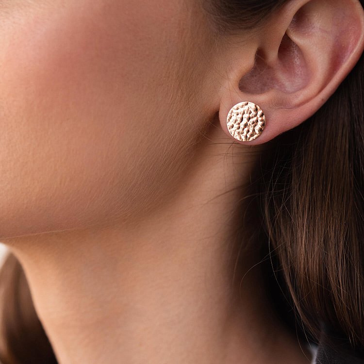 Серьги - пусеты "Теона" в красном золоте с07799 от ювелирного магазина Оникс - 3