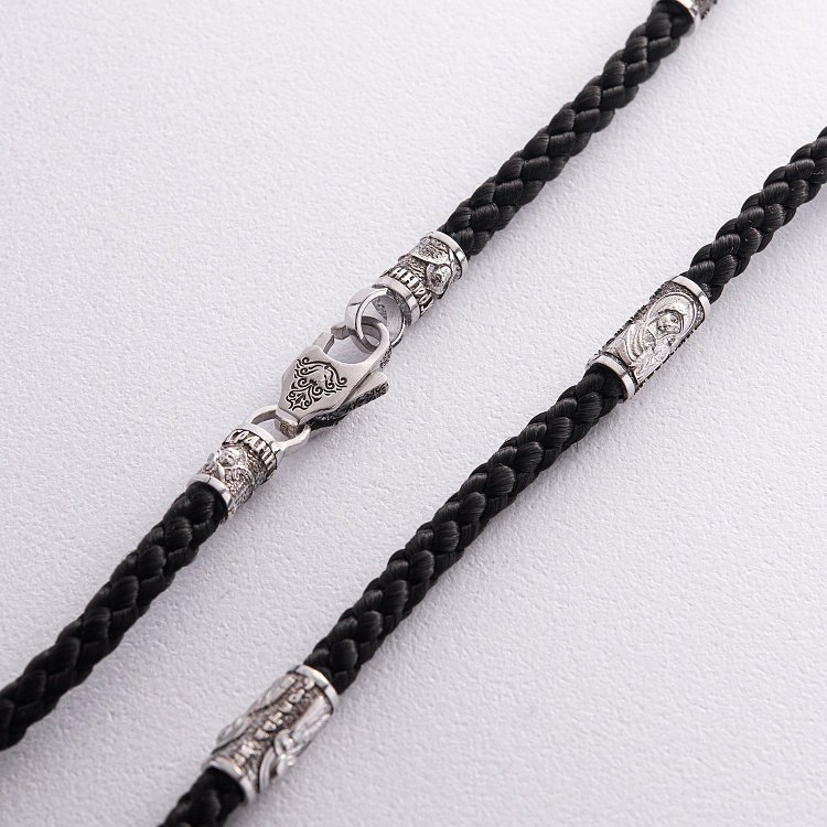 Православний шовко﻿вий шнурок зі срібною застібкою 948 від ювелірного магазину Онікс - 2