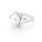 Срібний перстень "Квітка" (культ. прісн. перли, фіаніт) 111791 от ювелирного магазина Оникс - 1