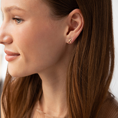 Сережки - пусети "Літак" (червоне золото) с09181 №2