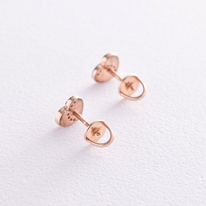 Золоті сережки - пусети "Сердечки" з фіанітами с08173 №2