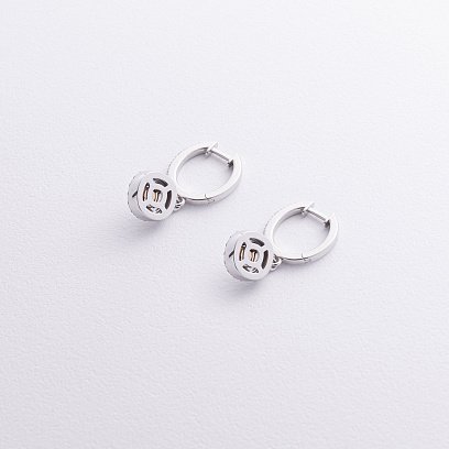 Сережки з діамантами (біле золото) 342061121 №3