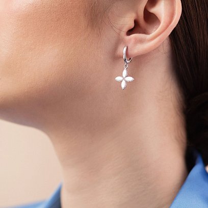 Сережки "Конюшина" в білому золоті с07069 №2