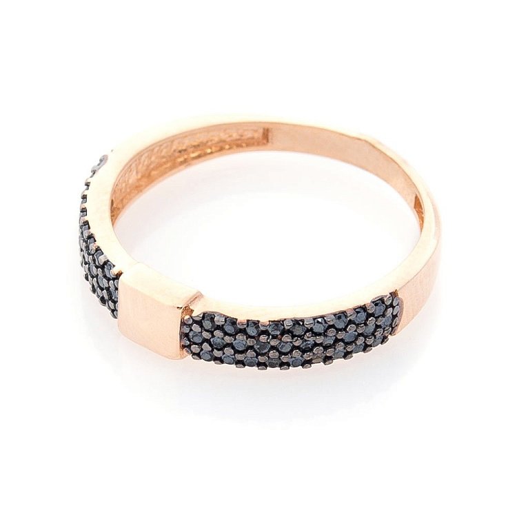 Золотий перстень з чорними фіанітами к05403 Золотий перстень з чорними фіанітами к05403 від ювелірного магазину Онікс