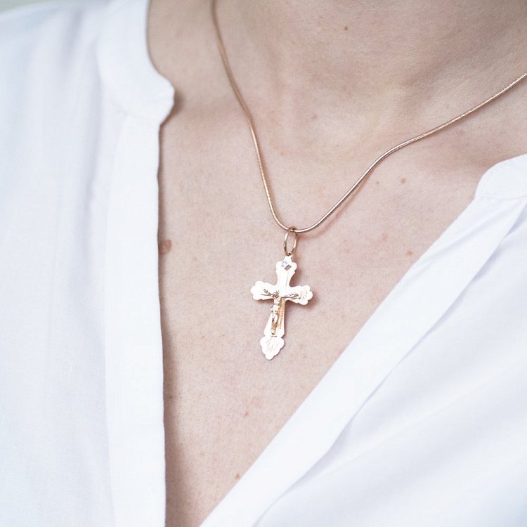 Золотий православний хрестик п02291 від ювелірного магазину Онікс - 2