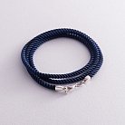 Шелковый синий шнурок с гладкой серебряной застежкой (3 мм) 18397 от ювелирного магазина Оникс
