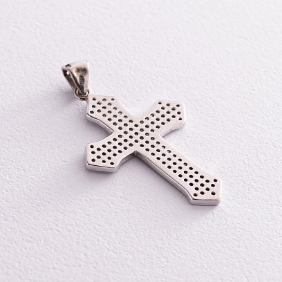 Срібний хрестик з фіанітами 132008 №3
