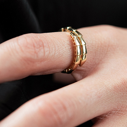 Каблучка "Змія" у жовтому золоті к08308 №5