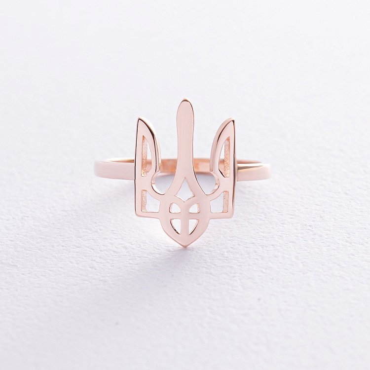 Кольцо  "Герб Украины - Тризуб" в красном золоте к07098 от ювелирного магазина Оникс