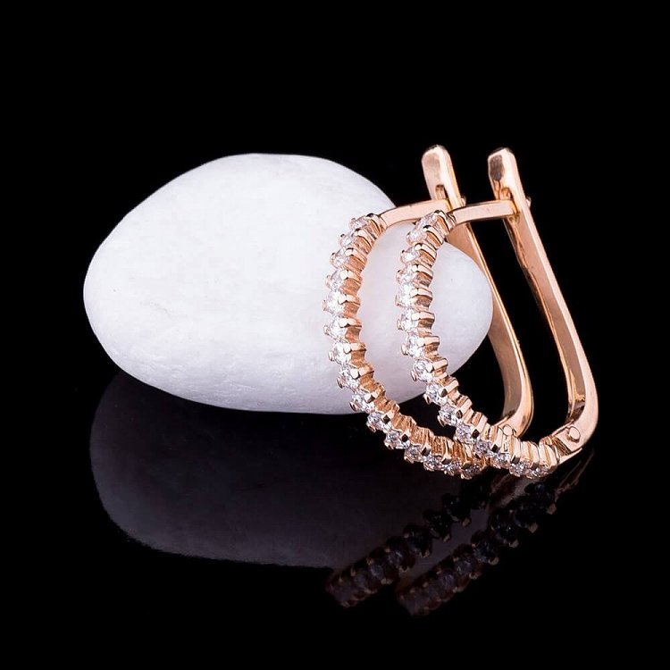 Дитячі золоті сережки з фіанітами с01513 від ювелірного магазину Онікс - 3