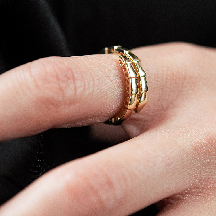 Каблучка "Змія" у жовтому золоті к08308 від ювелірного магазину Онікс - 4