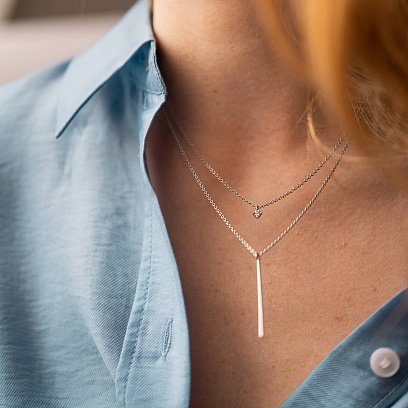 Подвійне срібне кольє "Хлоя" з фіанітом 1092 №2