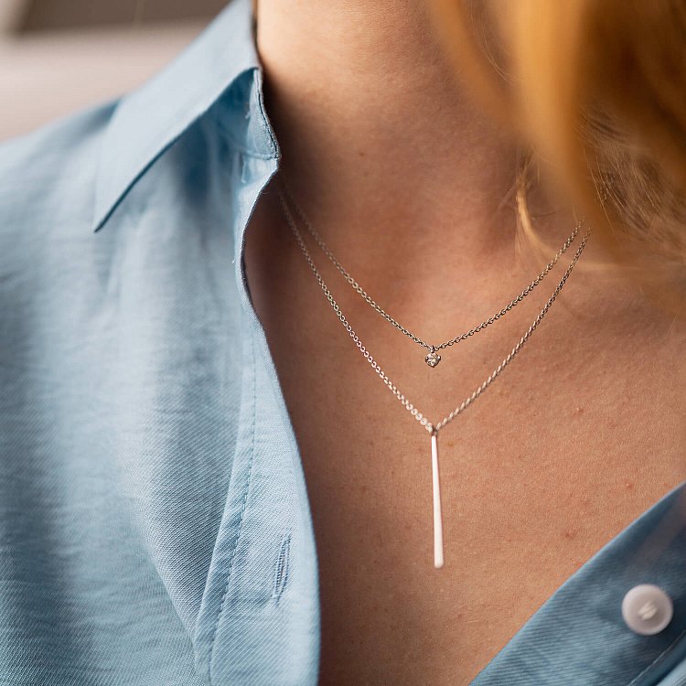 Подвійне срібне кольє "Хлоя" з фіанітом 1092 від ювелірного магазину Онікс - 1