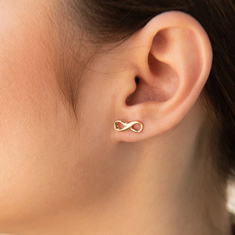 Сережки - пусети "Нескінченність" в червоному золоті с07173 від ювелірного магазину Онікс - 3