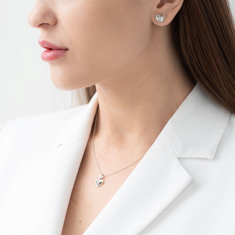 Золоті сережки "Сердечка" (діаманти) с227 від ювелірного магазину Онікс - 1