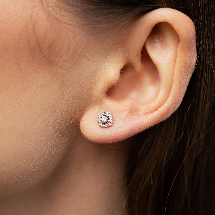 Золоті сережки - пусети з діамантами 22955аг від ювелірного магазину Онікс - 1