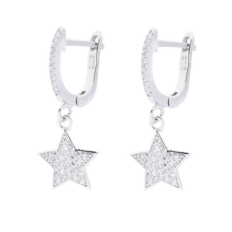 Серебряные серьги "Звездочки" (фианит) 122267 от ювелирного магазина Оникс