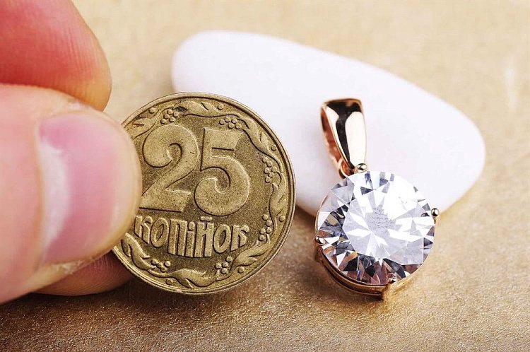 Золота підвіска з фіанітом п00995 від ювелірного магазину Онікс - 3