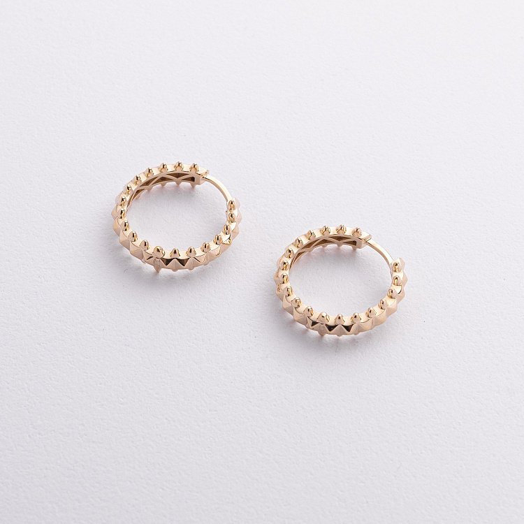 Серьги - кольца в желтом золоте с09299 от ювелирного магазина Оникс - 1