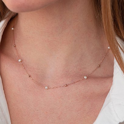 Золоте кольє "Кульки" з перлами кол02029 №2