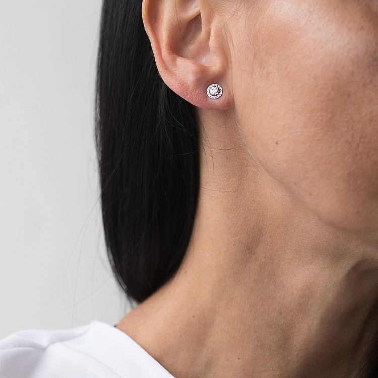 Золотые серьги-пусеты с бриллиантами сб0303mr от ювелирного магазина Оникс - 1