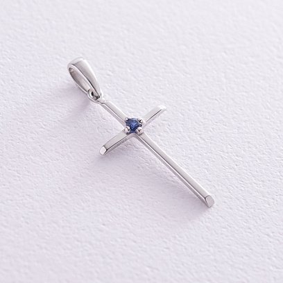 Золотий хрестик з сапфіром пб0250