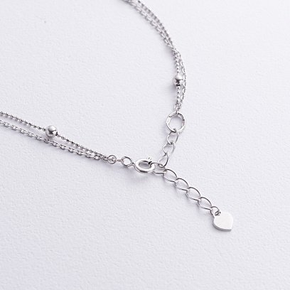 Срібний браслет "Нескінченність і кульки" на ногу (фіаніти) 905-01585 №3