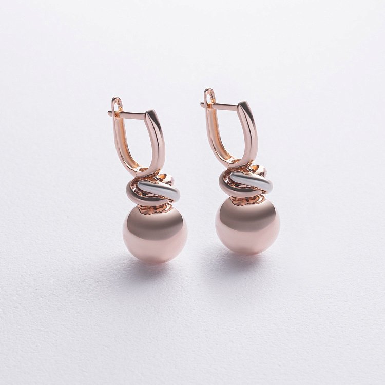 Золотые серьги "Шар" на английской застежке с07043 от ювелирного магазина Оникс