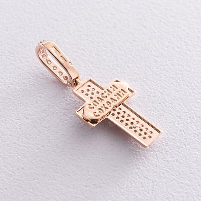 Золотой крестик "Распятие. Спаси и Сохрани" с фианитами 270045б №2