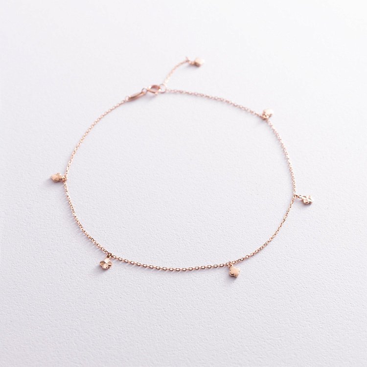 Золотий браслет "Конюшина" на ногу б04906 від ювелірного магазину Онікс