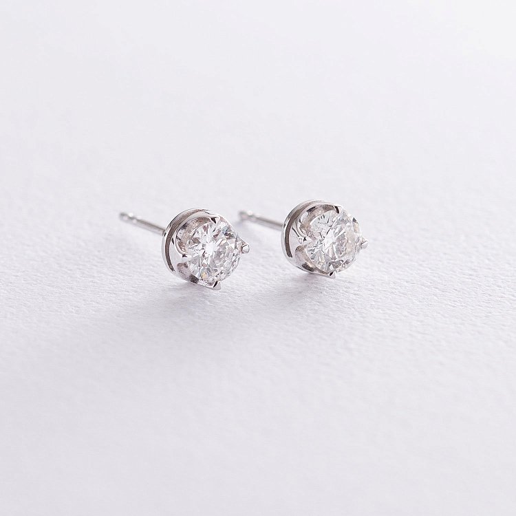 Золотые серьги - пусеты с бриллиантами с182ar от ювелирного магазина Оникс