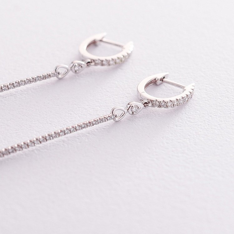 Висячі сережки з діамантами з білого золота сб0298ca від ювелірного магазину Онікс - 2