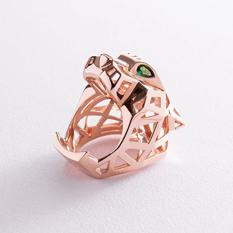 Кольцо "Пантера" в красном золоте (фианиты) к06767 от ювелирного магазина Оникс - 4