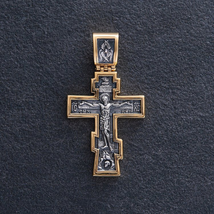 Срібний хрест "Розп'яття Христове. Молитва" 133053 від ювелірного магазину Онікс