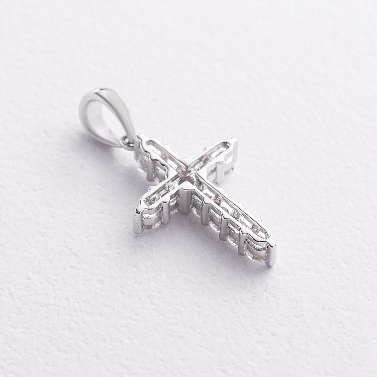 Хрестик у білому золоті з діамантами пб0406ri від ювелірного магазину Онікс - 1