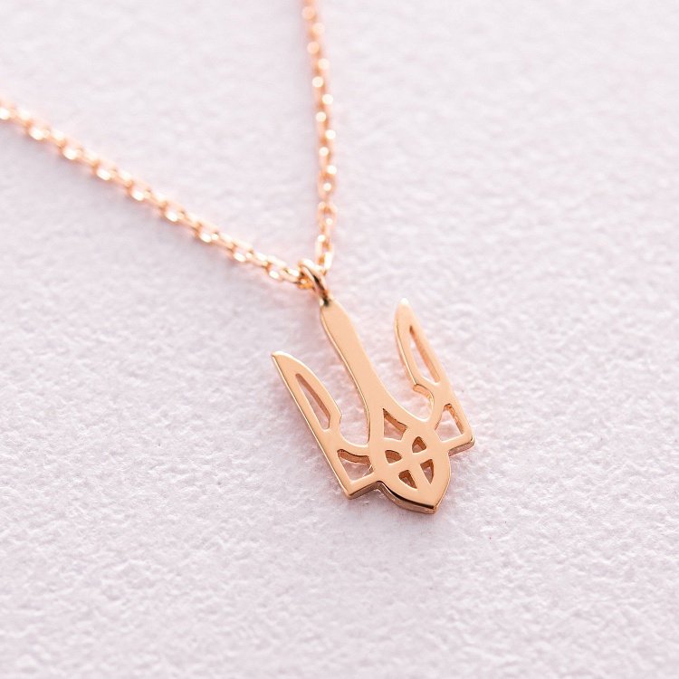 Колье "Герб Украины - Тризуб" в красном золоте (маленький) кол02335 от ювелирного магазина Оникс - 2