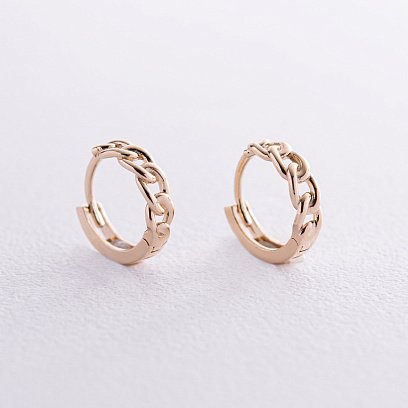 Сережки - кільця "Ланцюжки" у жовтому золоті с08209