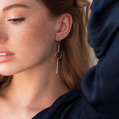 Сережки "Меліса" в червоному золоті с07481 №2