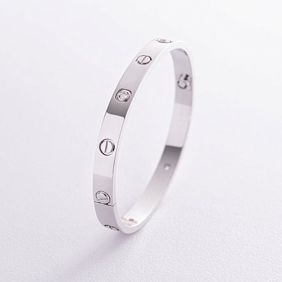 Жорсткий браслет "Love" з діамантами (біле золото) 531761121 №9