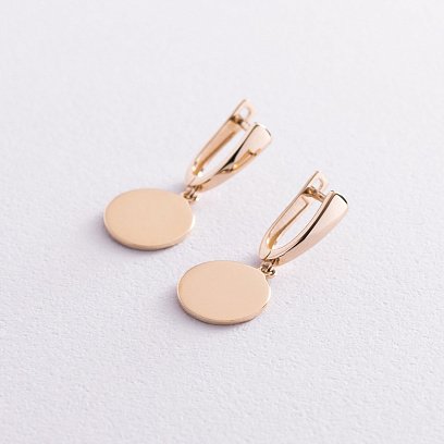 Серьги "Монетки" в желтом золоте с07624 №4