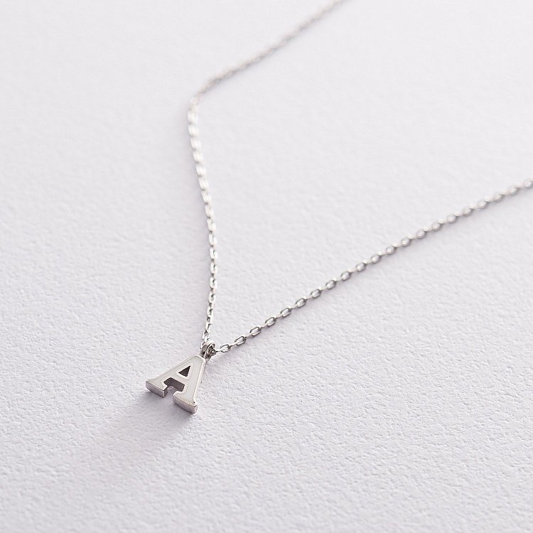 Срібне кольє з літерою А 18616б від ювелірного магазину Онікс