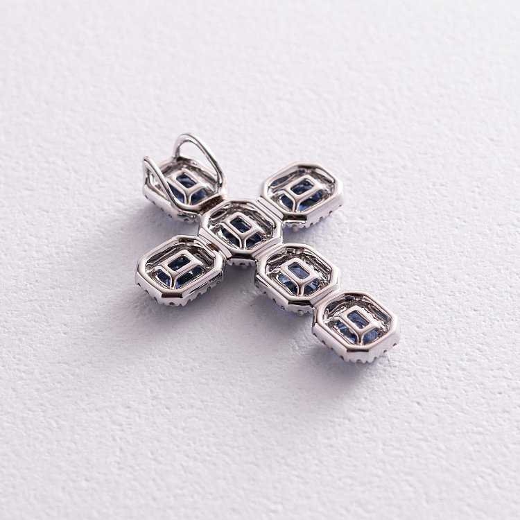 Золотой крестик с бриллиантами и сапфирами пб0270nl от ювелирного магазина Оникс - 2