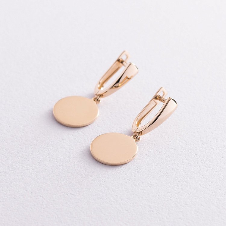 Серьги "Монетки" в желтом золоте с07624 от ювелирного магазина Оникс - 5